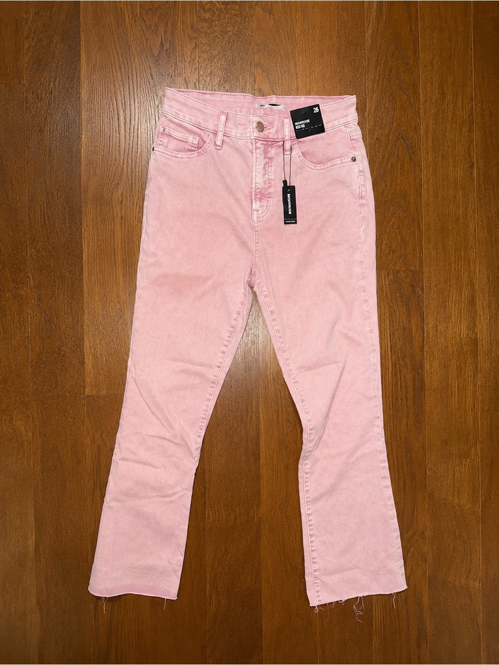 Express Pink Cropped Flare High Rise Jeans Sz 2